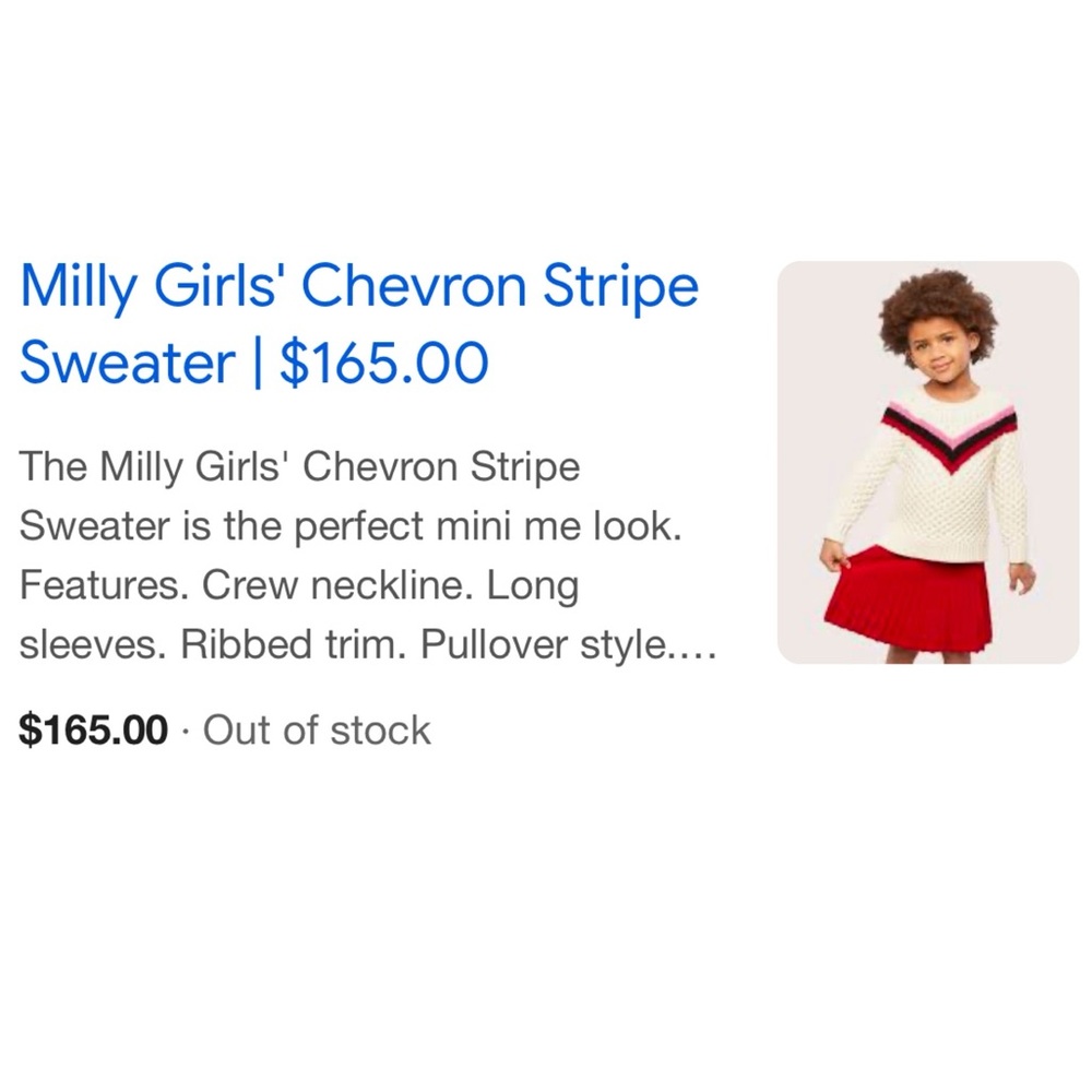 Milly Minis Merino Wool Chevron Knit Sweater Size 12 Hard to Find - Picture 9 of 9